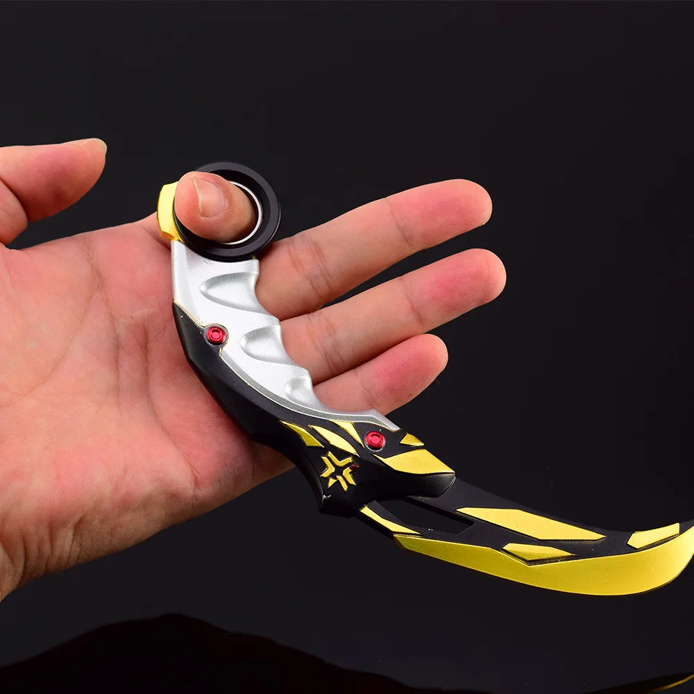 17Cm Valorant Championships Karambit Knife Rotatable Samurai Alloy Model Melee Reaver Weapon Katana Training Knives Toys Boys