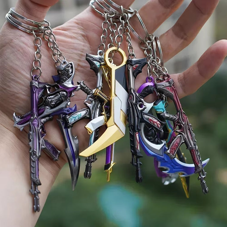 Valorant Keychains Set Reaver Karambit Knife Vandal Metal Game Peripheral Metal Sword Weapon Model Keychains Pendant Gifts Toys